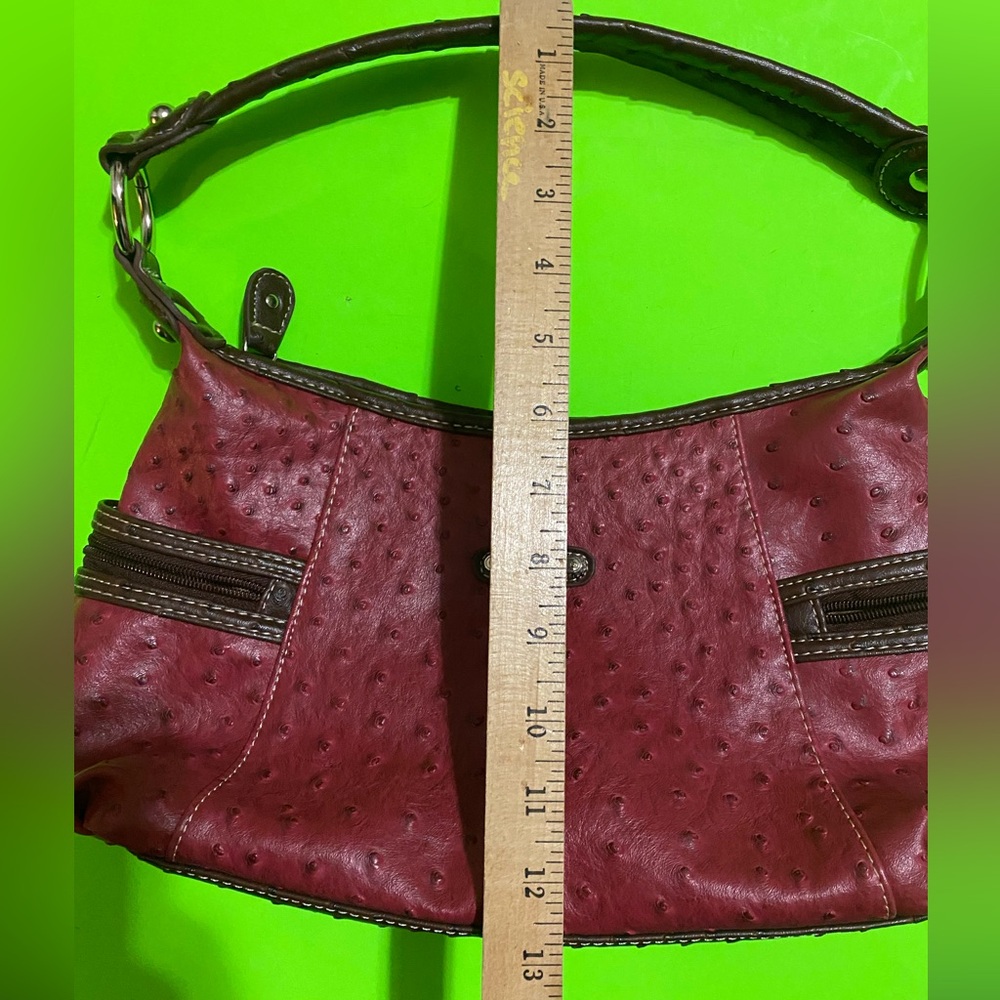 Red and brown  ostrich pattern Koltov medium sized tote